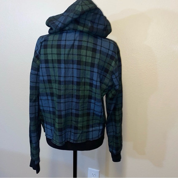 Abercrombie & Fitch Blue Green Plaid Hoodie - Picture 2 of 8